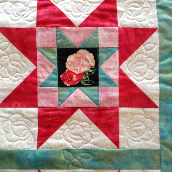 Quilted Star Pattern Handmade Table Runner 42 1/2" x 15 3/4" Rectangle Table Top - Picture 10 of 13